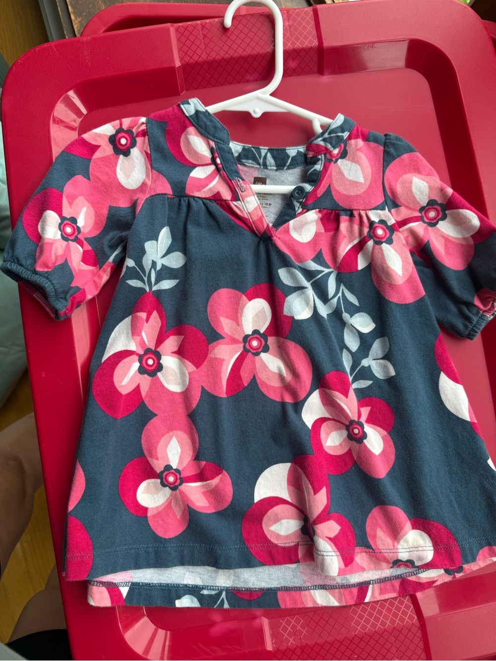 Tea Collection Navy Tunic with Pink Floral Print